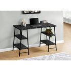Monarch Specialties - 7528 Bureau 48 po L - Faux Marbre Noir/Metal Noir-Le bureau épais et rectangulaire et 4 tablettes de 2 tailles différentes sont finis dans un faux marbre noir non lustrée