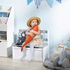 Qaba - Boîte de rangement pour tout-petits, banc de rangement pour enfants avec dossier - gris-Fabriqué en MDF robuste et en bois de pin pour une utilisation durable  
