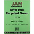 Jam Paper, 32 lb Couleur Papier, 8,5 po l x 11 po H, Vert recyclé, 100 feuilles/paquet-Couleur : Vert