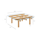Modway - Isby 35 pouces Verre trempé Table basse - Chêne-Plateau en verre trempé