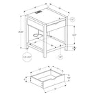 Monarch Specialties - 3200 Table d'Appoint Contemporaine 24 po à 2 Niveaux - Tiroir de Rangement - Stratifié Taupe Foncé - Métal Noir-Conçue pour durer, cette table d'appoint est facile à assembler et possède un plateau facile à nettoyer, garantissant sa longévité