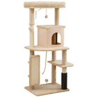 PawHut - Arbre à chat 52 po avec poteaux à griffer, lit, condo - beige-Le centre de jeux d'activités divertit et stimule les chats 