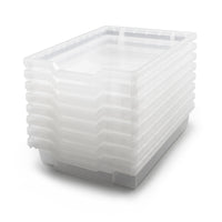 Gratnells - Plateau F1 peu profond, translucide, 12,3 po x 16,8 po x 3 po, bacs scolaires, industriels et utilitaires robustes, paquet de 8-Fabriqués à 100% au Royaume-Uni, les plateaux primés internationaux sont des normes britanniques testées et passées pour une utilisation éducative intensive.