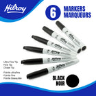 Hilroy - Marqueurs permanents, emballage varié, marqueur permanent, faible odeur, noir, 2 fines, 2 biseautées, 2 ultrafines, Lot de 6-Haute qualité :Encre vive et durable à séchage rapide, imperméable, résistante aux bavures et à la décoloration. La pointe durable conserve sa forme et résiste à l'usure, garantissant des performances constantes dans le temps
