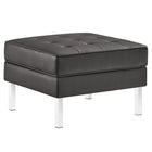 Modway - Loft Touffe Cuir végane Fauteuil et ensemble ottoman - Gris argenté-Rembourrage en mousse dense