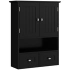kleankin - Armoire murale de salle de bain avec étagère et tiroirs - noir-Conception murale pour économiser de l’espace