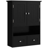 kleankin - Armoire murale de salle de bain avec étagère et tiroirs - noir-Conception murale pour économiser de l’espace