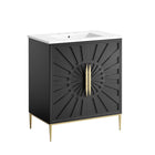 Modway - Awaken 30" Vanette de salle de bain - Blanc Noir-Armoire de toilette moderne pour salle de bain