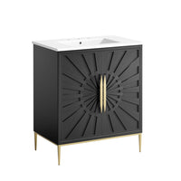 Modway - Awaken 30" Vanette de salle de bain - Blanc Noir-Armoire de toilette moderne pour salle de bain