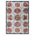 Modway - Entourage Treillis marocain floraux vieillis Kensie Tapis de comédie 8 pi l x 10 pi L - Ivoire Bleu Rouge Orange Jaune-Tapis floral marocain vieilli usé