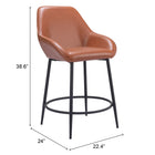 Zuo - Vila Tabouret de comptoir - Brun - Ensemble de 2-6