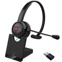 Delton - Casque mono Bluetooth sans fil 50X Pro avec réduction de bruit, supra-auriculaire, noir-Ce casque USB sans fil offre 35 heures d'autonomie en conversation, 40 heures d'autonomie en lecture et jusqu'à 400 heures en veille.
