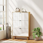 HOMCOM - Armoire à chaussures étroite avec 3 tiroirs basculants - blanc-Trois tiroirs basculants peuvent accueillir 24 paires de chaussures 