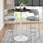 Modway - Lippa Rond de 28 po Bois Bar Table, Noyer cerisier blanc-Socle métallique résistant aux éclats