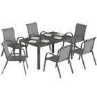 Outsunny - ensemble de salle à manger d’extérieur 7 pièces pour 6 personnes avec chaises empilables - gris clair-Profitez de repas en plein air avec une grande table de 180×77 cm et huit chaises