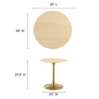 Modway - Lippa Rond de 28 po Bois Table à manger, Or Naturel-Placage en grain de bois et plateau de table en MDF