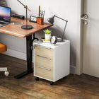 HOMCOM - Classeur vertical à 3 tiroirs pour documents Letter/A4 avec serrure - chêne-Solution de rangement flexible pour le bureau à domicile, le bureau, la chambre, le salon ou le dortoir 
