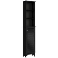 HOMCOM - Armoire colonne de salle de bain haute avec étagères ajustables - noir-Fabriqué en MDF de qualité P2 pour une utilisation à long terme 