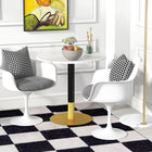 HOMCOM - Table à manger ronde avec plateau effet marbre pour cuisine - blanc-Plateau en MDF avec une finition de peinture protectrice 