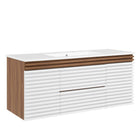 Modway - Render Fixation murale de 48" Vanette de salle de bain - Blanc Noyer Blanc-Vanité moderne du milieu du siècle
