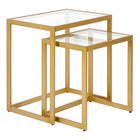 Hudson&Canal - Table d'appoint rectangulaire gigogne Rocco - Laiton-Une finition artisanale en laiton doré est appliquée sur le cadre en acier