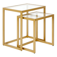 Hudson&Canal - Table d'appoint rectangulaire gigogne Rocco - Laiton-Une finition artisanale en laiton doré est appliquée sur le cadre en acier