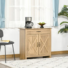 HOMCOM - Buffet d’appoint 31,5 po L avec rangement - bois naturel-Comprend une armoire fermée et un tiroir pour différents besoins de rangement 