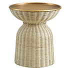 Modway - Lazaro Manche Rotin Table d’appoint - Laiton Naturel Poli-Table d’appoint ronde en rotin de 17 pouces