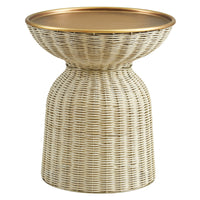Modway - Lazaro Manche Rotin Table d’appoint - Laiton Naturel Poli-Table d’appoint ronde en rotin de 17 pouces