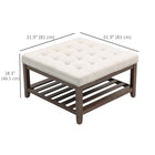 HOMCOM - Ottoman de rangement table basse - beige-Patins de pieds réglables pour plus de stabilité sur les sols irréguliers