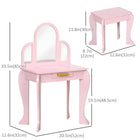 Qaba - Ensemble coiffeuse et chaise pour enfants - Rose-Convient à la chambre des enfants, à la salle de jeux et à la garderie 