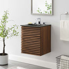 Modway - Render Fixation murale de 18" Vanette de salle de bain - Noir noyer-Conception murale