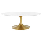 Modway - Lippa Ovale de 42 po Bois Table basse - Or Blanc-Table basse moderne