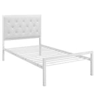 Modway - Mia Vinyle Lit simple, Blanc blanc-Cadre de lit à plateforme avec tête de lit