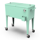 Permasteel - Glacière de patio rétro 80 pintes sur roulettes avec séparateur - menthe-Sa grande capacité de 80 pintes offre un espace généreux pouvant contenir jusqu’à 110 canettes de 12 oz, plus de la glace.