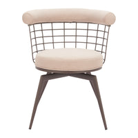 Zuo - Saku Chaise de salle à manger pivotante - Beige/Brun-Mécanisme pivotant à retour automatique