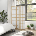 HOMCOM - Paravent autoportant 3 panneaux pour chambre - naturel et blanc-Matériau en bois massif garantissant durabilité et stabilité  

