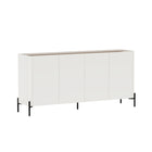 Manhattan Comfort - Ensemble de 2 buffets et meubles d’appoint modernes Abbey - érable et blanc cassé-Nettoyage: Essuyez avec un chiffon humide, en évitant l’excès d’humidité. À éviter: Les produits chimiques agressifs ou les nettoyants abrasifs qui peuvent endommager la surface. Entretien: Gardez à l’écart de l’humidité excessive, car le produit peut gonfler ou se déformer s’il est exposé à l’eau ou à l’humidité. Protection: Utilisez des sous-verres ou des sets pour éviter les rayures ou les taches