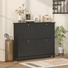 HOMCOM - Armoire à chaussures étroite avec 4 tiroirs rabattables et 5 pieds pour entrée - noir-Étagères réglables ou amovibles offrant des options de rangement flexibles 