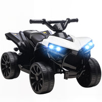 Qaba - VTT pour enfants 4 roues, alimenté par batterie 6V avec musique et phares à DEL - blanc-Moteur puissant de 6V permettant de rouler sur différents terrains, éveillant la curiosité

