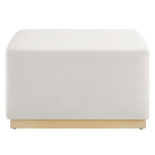 Modway - Tilden Grand velours de performance carré de 28 pouces Rembourré Ottoman - Albâtre naturel-Capacité de poids : 506 lbs.