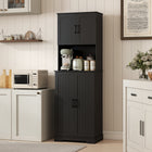 HOMCOM - Armoire de garde-manger haute 71,5 po avec porte-épices - noir-Couleur : Noir 