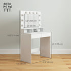 HOMCOM - Coiffeuse avec miroir éclairé et station de charge - 31,5 po L x 15,7 po l x 53,1 po H - blanc-Deux tiroirs et trois compartiments simplifient le classement des objets 