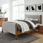 Modway - Maven Grandeur nature Tissu tapis Lit de plateforme, Noyer de blé-Tissu en tissage à bruyère