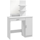 HOMCOM - Coiffeuse avec miroir - 35,4 po L x 15 po l x 54,3 po H - blanc-Un miroir clair rend votre maquillage plus pratique 
