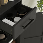 HOMCOM - Armoire de rangement de salle de bain étroite 67 po, noire-Le dispositif anti-basculement et les patins antidérapants assurent sécurité et stabilité 