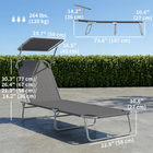 Outsunny - Chaise longue d’extérieur - pour plage - camping - randonnée - jardin - gris-Auvent amovible et réglable pour une protection solaire adaptée