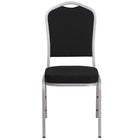 Chaise de banquet HERCULES empilable, dossier couronne, tissu noir, siège épais (2 1/2 po), cadre argenté (FD-C01-S-11-GG)-Chaise de banquet multi-usages