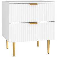 HOMCOM - Table de nuit avec 2 tiroirs - blanc-Des poignées fines dorées ajoutent une touche de sophistication 