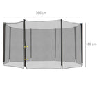 HOMCOM - Filet de sécurité rond pour trampoline 12 pi-Offre une sécurité de saut maximale en reliant le filet entre le tapis et le coussin
